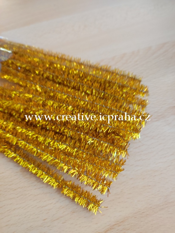 chlupaté barevné drátky - 50cm zlatý 77865